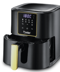 Prestige Nutrifry Electric Digital Air Fryer| 80% less Oil Consumption|4.5L Capacity |1200 Watts Power|Fry,Grill,Roast,Bake,Reheat|Digital Display with 8 Preset Menu|Easy to Clean Frying Basket|Black